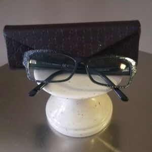 Gucci 3203 Vintage Eyeglasses black with glitter case (brown)  Authentic
